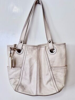 Fossil| Vintage Soft Ivory Genuine Leather ‘Hathaway’ Shoulder Bag Tote 9 x 13”
